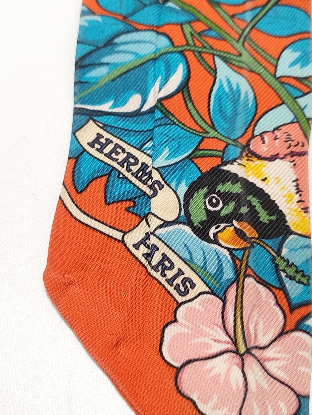 Hermès Silk Jungle Love Love Twilly Orange Bleu Brun (Used) - Picture 3 of 9
